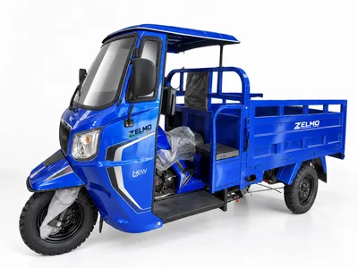 ZELMO carrocería con techo azul vista de tres cuartos delantera