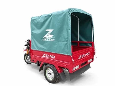 ZELMO هيكل شحن مغطى أحمر منظر خلفي بزاوية ثلاثة أرباع