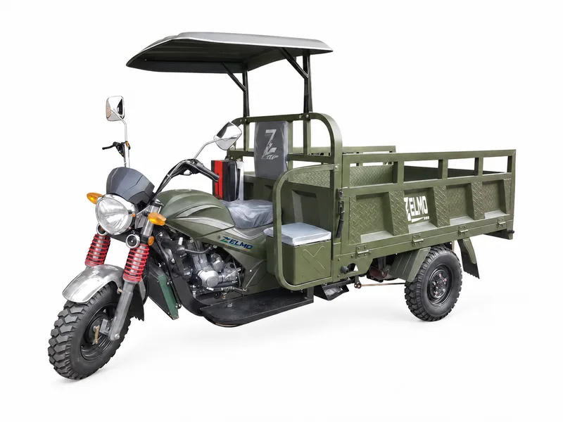 ZELMO carroceria utilitária verde-oliva vista frontal em três quartos