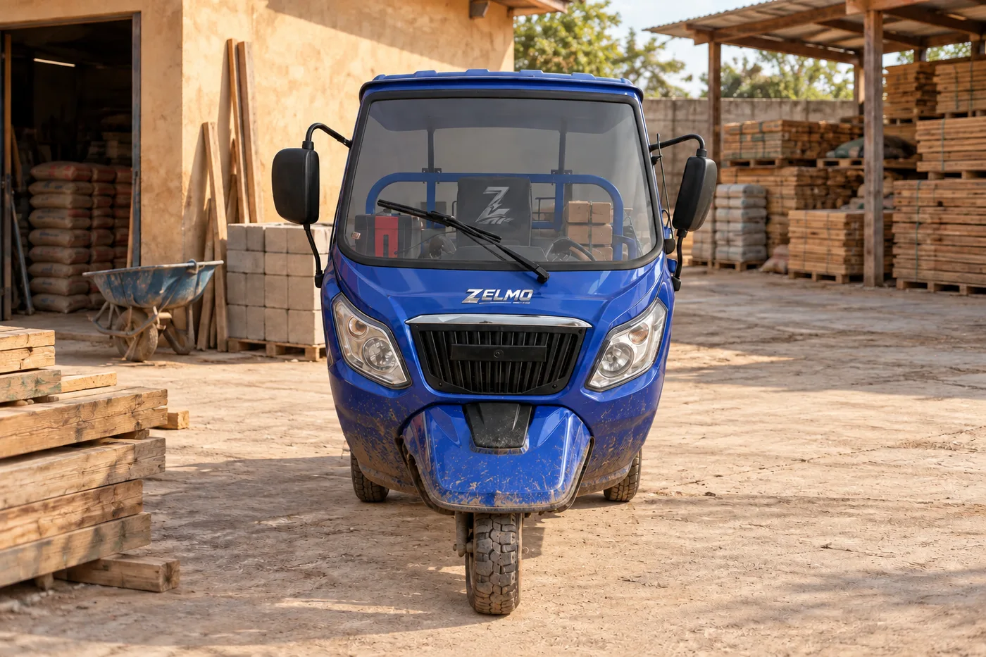 ZELMO carrocería con techo azul vista frontal · Suministros del barrio