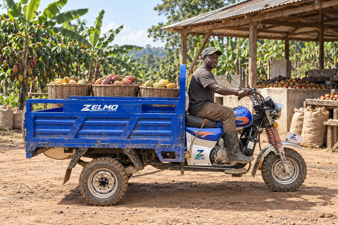 ZELMO carrocería de carga abierta azul vista lateral · Productos agrícolas